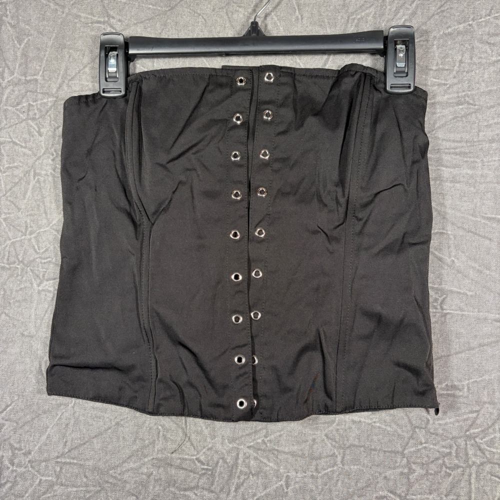 Disturbia Corset Top Women 8 Black Eyelet Grommet Strapless Gothic Alt Edgy